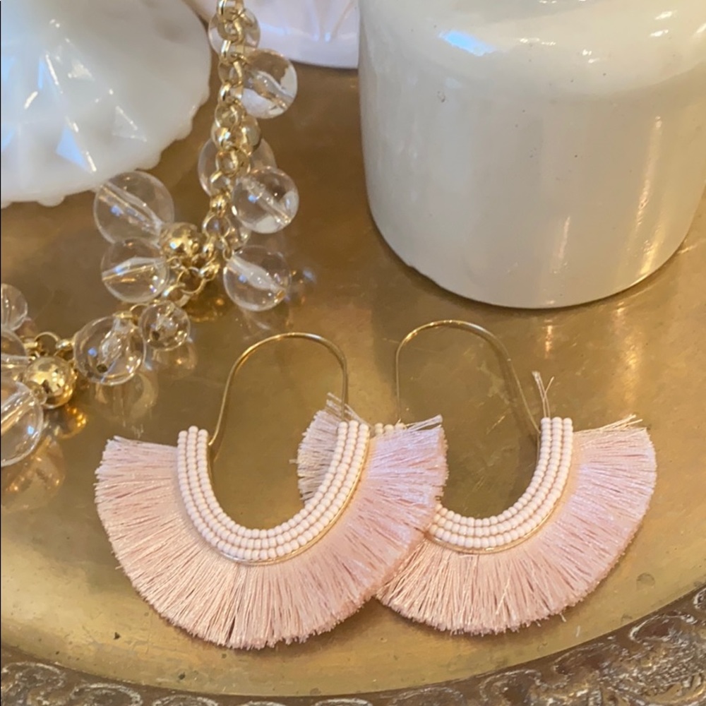 Pink fringe earrings